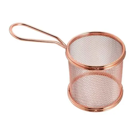 Canasta de Mini Snacks Redondo de Acero Inoxidable de 9 Centimetros de Color Oro Rosa TIPS TCW-014