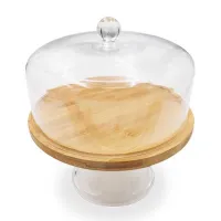 Quequera Redonda de Madera con Tapa Acrilica de 26 Centimetros TIPS B-419