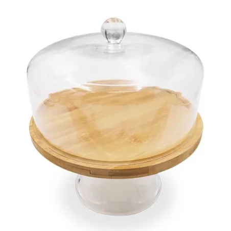 Quequera Redonda de Madera con Tapa Acrilica de 26 Centimetros TIPS B-419