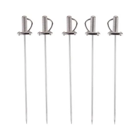 Pincho de Espada para Cocktail de  Acero Inoxidable, Paquete de 5 Unidades MASTER CHEF 9891831