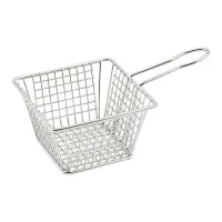 Canasta de Mini Snacks Cuadrada de Acero Inoxidable de 12 x 12 x 8.5 Centimetros TIPS TCW-019