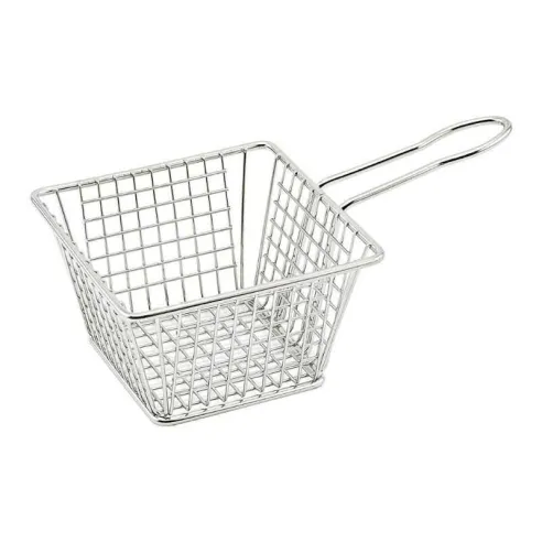 Canasta de Mini Snacks Cuadrada de Acero Inoxidable de 12 x 12 x 8.5 Centimetros TIPS TCW-019