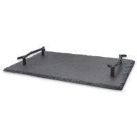 Plato de Piedra Rectangular con Agarradera de 29.5 x 19 Centimetros de Color Negro TIPS RSD01-34