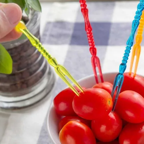 Pincho de Tenedor de Colores Surtido de 10 Centimetros, Paquete de 50 Unidades TIPS ARK25-86