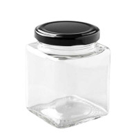Frasco de Vidrio Cuadrado con Tapa de Metal de Color Negro de 500 Mililitros TIPS A-161-01