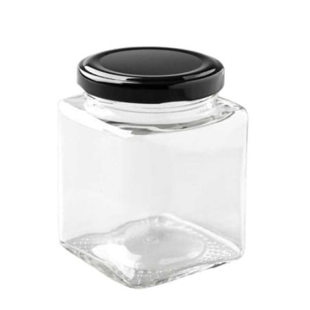 Frasco de Vidrio Cuadrado con Tapa de Metal de Color Negro de 500 Mililitros TIPS A-161-01