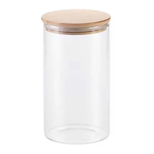 Frasco de Vidrio Claro con Tapa de Madera de 1900 Mililitros TIPS OLL-007