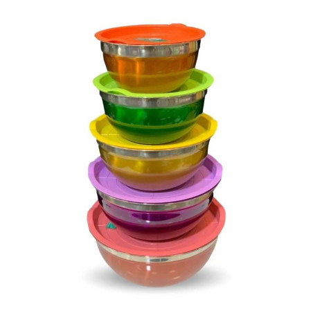 Bowl con Tapas de Colores, Set de 5 Unidades TIPS HOK-038