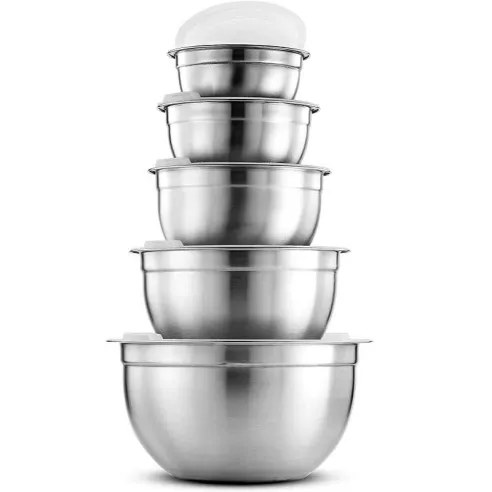Bowl de Acero Inoxidable con Tapa, Set 5 Unidades TIPS B-139