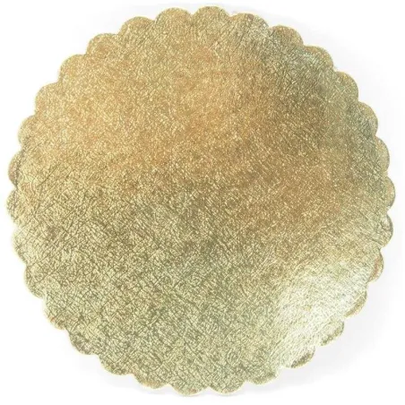 Base de Carton Redondo Ondulado de 40 Centimetros de Color Dorado, Paquete de 5 Unidades TIPS DGD039G