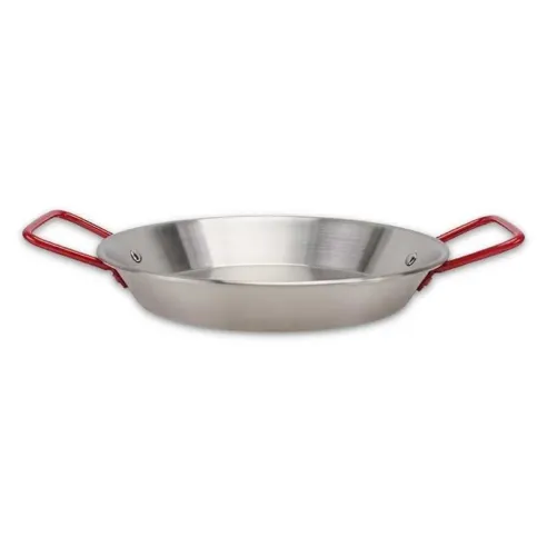 Paellera de Acero Inoxidable con  Agarradera Roja de 28 Centimetros TIPS HOK-030-5