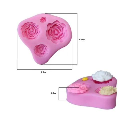Molde de Silicon de Fondant de Rosas de 4 Cavidades TIPS 030-16