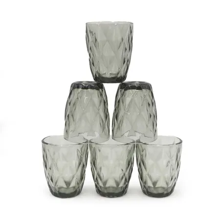 Vaso de Vidrio de 250 Mililitros de Color Humo, Set de 6 Unidades TIPS KFG-005SM/HJ