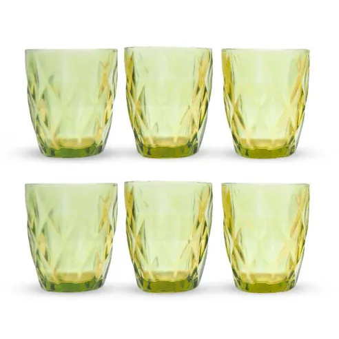 Vaso de Vidrio de 250 Mililitros de Color Verde, Set de 6 Unidades TIPS KFG-005GN/HJ