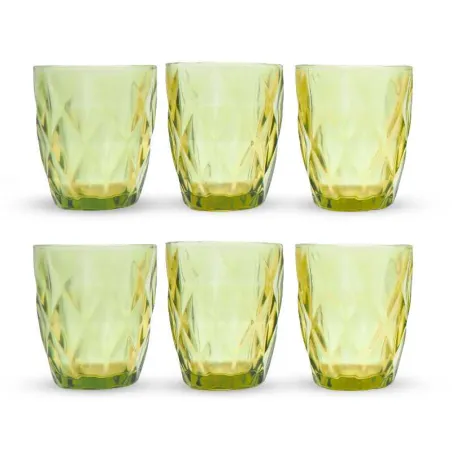 Vaso de Vidrio de 250 Mililitros de Color Verde, Set de 6 Unidades TIPS KFG-005GN/HJ