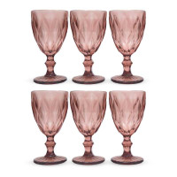 Copa de Vino de Vidrio de 300 Mililitros de Color Morado, Set de 6 Unidades TIPS KFG-002PR/HJ