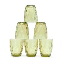 Vaso de Vidrio de 250 Mililitros de Color Verde, Set de 6 Unidades TIPS KFG-005GN/HJ 2