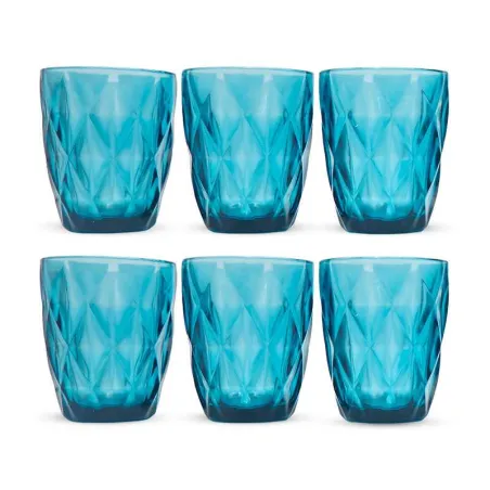 Vaso de Vidrio de Color Azul de 250 Mililitros, Set de 6 Unidades TIPS KFG-005BL/HJ