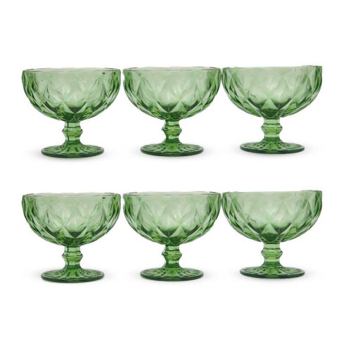 Copa para Helado de Vidrio de 340 Mililitros de Color Verde, Set de 6 Unidades TIPS KFG-001GN/HJ