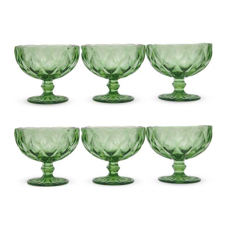 Copa para Helado de Vidrio de 340 Mililitros de Color Verde, Set de 6 Unidades TIPS KFG-001GN/HJ