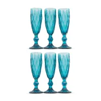 Copa para Champagne de Vidrio de 160 Mililitros de Color Azul, Set de 6 Unidades TIPS KFG-003BL/HJ