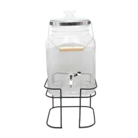 Dispensador de Vidrio con Base para Bebidas y Agarradera de 8 Litros TIPS DMH-002
