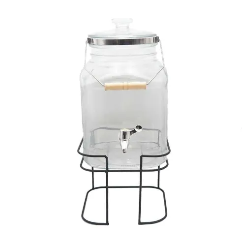 Dispensador de Vidrio con Base para Bebidas y Agarradera de 8 Litros TIPS DMH-002