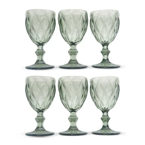 Copa de Vino de Vidrio de 240 Mililitros de Color Humo, Set de 6 Unidades TIPS KFG-006SM/HJ