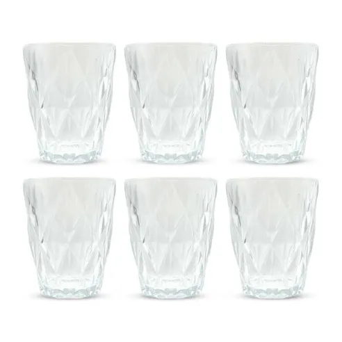 Vaso de Vidrio de 250 Mililitros, Set de 6 Unidades TIPS KFG-005CL/HJ