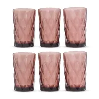 Vaso de Vidrio de 350 Mililitros de Color Morado, Set de 6 Unidades TIPS KFG-004PR/HJ