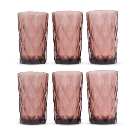 Vaso de Vidrio de 350 Mililitros de Color Morado, Set de 6 Unidades TIPS KFG-004PR/HJ