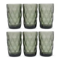 Vaso de Vidrio de 350 Mililitros de Color Humo, Set de 6 Unidades TIPS KFG-004SM/HJ