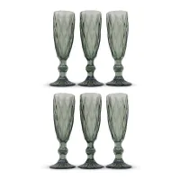 Copa de Champagne de Vidrio de 160 Mililitros de Color Humo, Set de 6 Unidades TIPS KFG-003SM/HJ