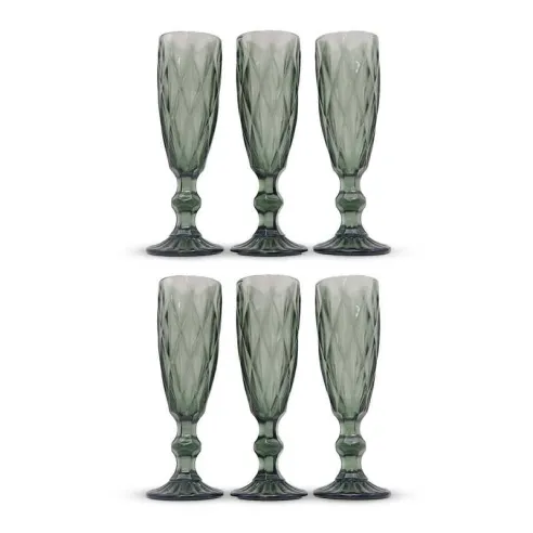 Copa de Champagne de Vidrio de 160 Mililitros de Color Humo, Set de 6 Unidades TIPS KFG-003SM/HJ