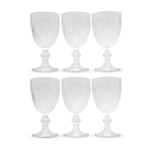 Copa de Vino de Vidrio de 240 Mililitros, Set de 6 Unidades TIPS KFG-006CL/HJ