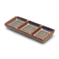 Plato Triple de Ceramica de 15 x 6 Centimetros de Color Cafe TIPS QJC-021YB