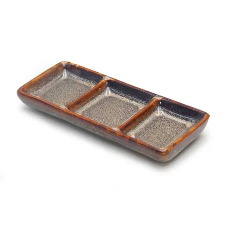 Plato Triple de Ceramica de 15 x 6 Centimetros de Color Cafe TIPS QJC-021YB