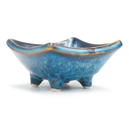 Plato de Ceramica con Pie de Color Azul de 4.5 Pulgadas TIPS QJC-035BL