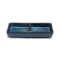 Plato Doble de Ceramica de 15 x 8 Centimetros de Color Azul  TIPS QJC-020BL