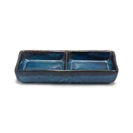 Plato Doble de Ceramica de 15 x 8 Centimetros de Color Azul  TIPS QJC-020BL