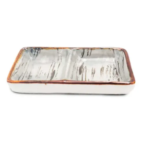 Plato Doble de Ceramica de 15 x 8 Centimetros de Color Blanco TIPS QJC-022