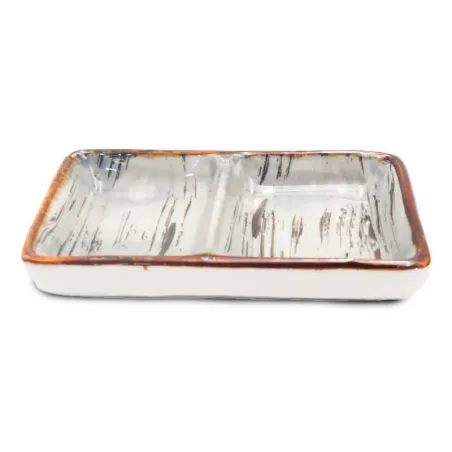 Plato Doble de Ceramica de 15 x 8 Centimetros de Color Blanco TIPS QJC-022