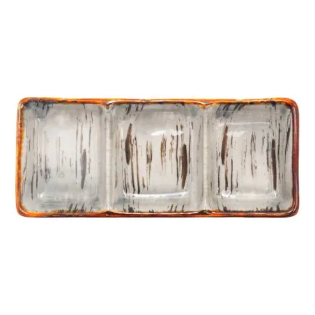 Plato Triple de Ceramica de 15 x 6 Centimetros de Color Blanco TIPS QJC-023