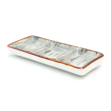 Plato Triple de Ceramica de 15 x 6 Centimetros de Color Blanco TIPS QJC-023