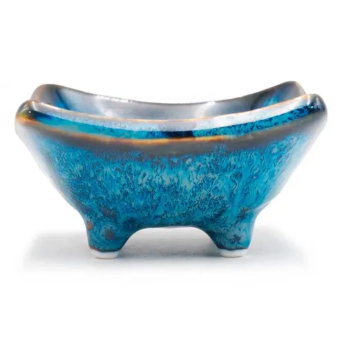 Plato de Ceramica con Pie de Color Azul de 4.5 Pulgadas TIPS QJC-035BL