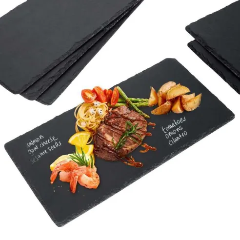 Plato Rectangular de Piedra Pizarra de 30 x 15 Centimetros de Color Negro TIPS RSD01-10