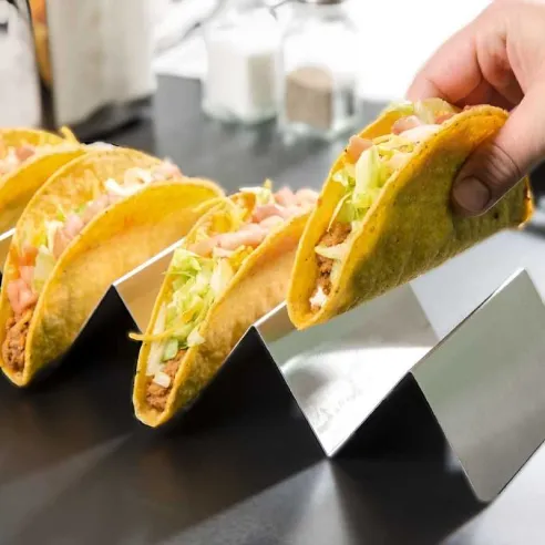 Rack de Acero Inoxidable para Tacos con 3 y 4 Divisiones de 10-1/2 x 4 Pulgadas MASTER CHEF TH-3