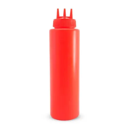 Botella para Salsas de Boquilla Triple de Plastico de 16 Onzas Roja MASTER CHEF BS16TR
