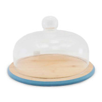 Quequera con Domo de Vidrio con Base de Bambu de 30.5 x 17.5 Centimetros TIPS CXR-014