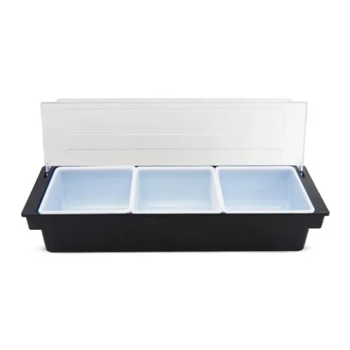 Porta Condimentos de Plastico de 3 Compartimientos de Color Negro MASTER CHEF CH3003